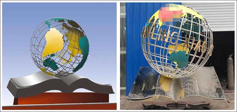不銹鋼地球，景觀地球雕塑，學校地球儀擺件