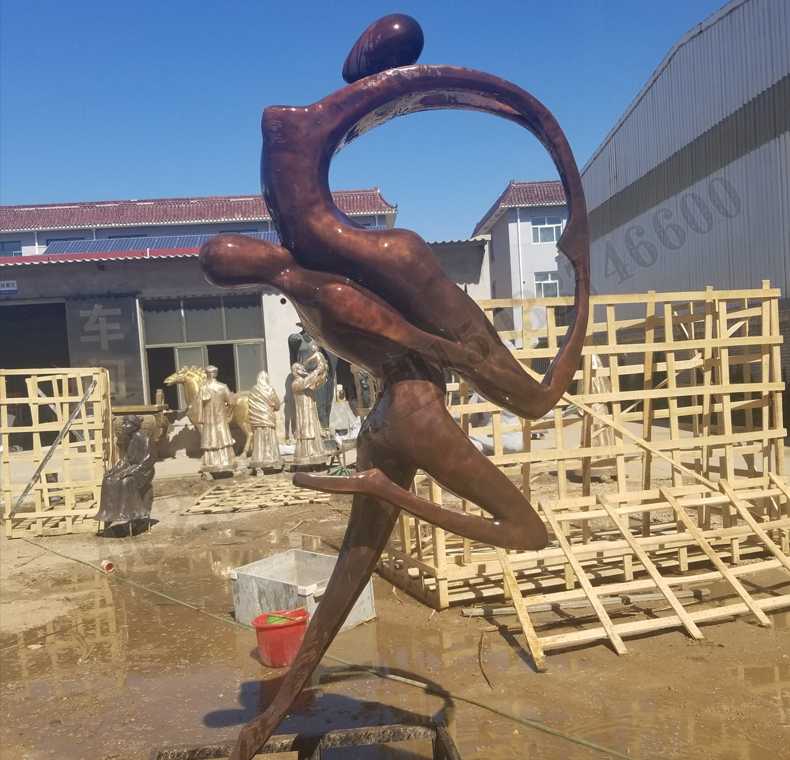 抽象舞蹈人物銅雕塑，銅男女跳舞雕塑，抽象銅人物雕塑