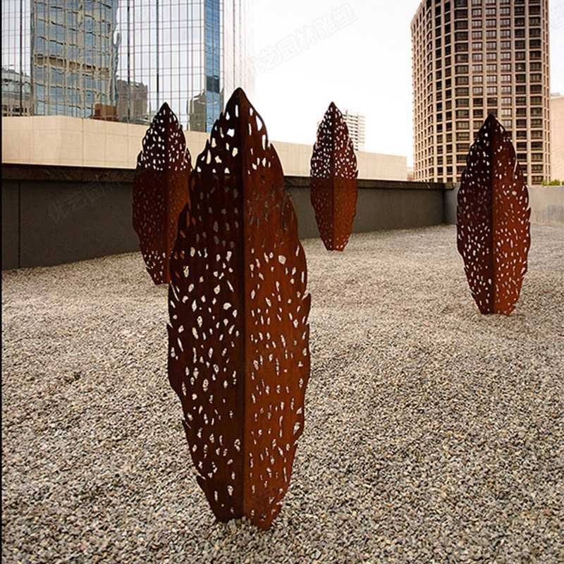 耐候鋼雕塑，耐候鋼樹葉雕塑
