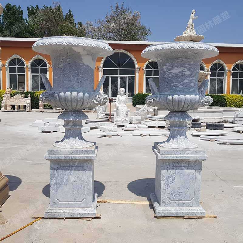 石雕花盆，大理石花盆